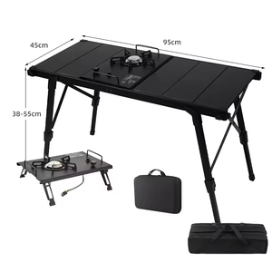 Hàn Quốc ngoài trời di động gấp Trọng lượng nhẹ igt bảng trại BBQ nướng bảng màu đen Dã Ngoại Có thể gập lại bảng - Product Image 1