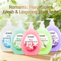 Gel douche floral longue durée MOKERU, 1000 ml, avec extraits naturels de fleurs, pour tous types de peau, marque privée OEM 1000 ml