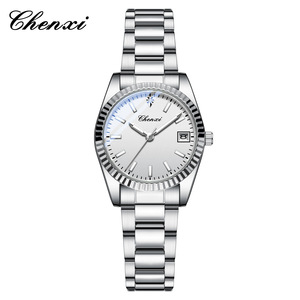 Montre de couple CHENXI 684, tendance mode, bracelet <span class=keywords><strong>en</strong></span> acier inoxydable, montre homme femme, calendrier, lumineuse, étanche, montre à quartz pour couple - Product Image 2