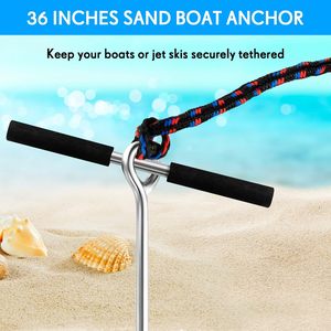 AMBITION Ancre à sable Tarière pour plage et banc de sable Ancre à vis en acier inoxydable avec poignée amovible Ancre à sable pour bateau - Product Image 5