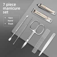 Ensemble de coupe-ongles professionnel de luxe en acier inoxydable 7 en 1 anti-éclaboussures, tranchant, kit de toilettage de voyage, manucure, pédicure, cadeau pour bébé