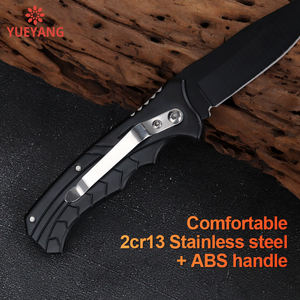 岳陽3CR13ステンレス鋼黒刃多目的折りたたみハンティングナイフアウトドアサバイバルポケットナイフ安全工業用 - Product Image 4