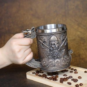 Ottalent Noric Viking Ship Draon <span class=keywords><strong>Drakkar</strong></span>, Taza de Cerveza Resistente a Golpes, Revestimiento de Acero Inoxidable, Color Bronce, Taza de Café Coleccionable de Guerrero - Product Image 3