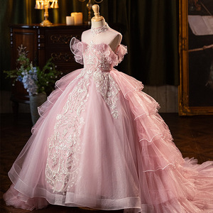 Abito da ballo in lino all'uncinetto per bambina, stile principessa, per compleanno e matrimonio, nuovo modello 2026, per esibizioni di pianoforte, all'ingrosso - Product Image 3