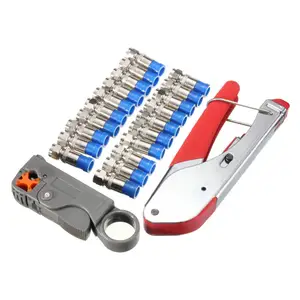 Coaxiale Kabel Crimping Tool Set Wire Stripper Voor Rg6 Coaxiale Kabel Crimper Met Compressie Connectoren