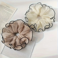 Mignon tissu dentelle ondulé floqué cheveux cercle boule gros intestin forêt tête cravate cheveux accessoires pour enfants bandeaux produit
