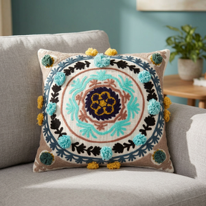 Housse de coussin motif floral carré brodé Suzani personnalisé de haute qualité pour la maison hôtel hôpital fins décoratives en gros - Product Image 2