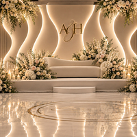 Arche de mariage 3D superposée blanche de luxe, cadre de toile de fond moderne pour la décoration de scène d'entrée de cérémonie de mariage et d'événements festifs
