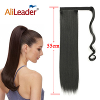 Sarla — Extension capillaire synthétique lisse et longue pour femme, postiche naturelle, queue de cheval bouclée avec Clip à enrouler