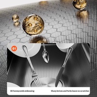 Évier de cuisine multifonctionnel Whale Falls, design de luxe léger, en acier inoxydable 304 noir nano-revêtu, à cuve unique, motif nid d'abeille gaufré 5MM