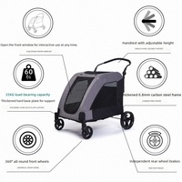 Poussette pliable pour animaux de compagnie, capacité de charge de 35 kg, cadre en acier au carbone, porte-animaux, poignée réglable, chariot de voyage pour chien, vente en gros OEM
