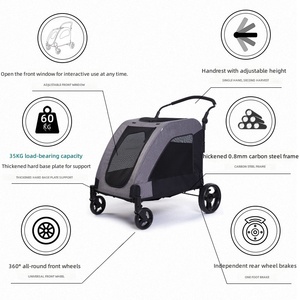 Poussette pliable <span class=keywords><strong>pour</strong></span> animaux de compagnie, capacité de charge de 35 kg, cadre en acier au carbone, porte-animaux, poignée réglable, <span class=keywords><strong>chariot</strong></span> de voyage <span class=keywords><strong>pour</strong></span> <span class=keywords><strong>chien</strong></span>, vente en gros OEM - Product Image 3