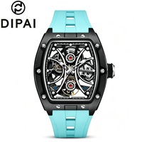 Jam Tangan Mekanik Otomatis Skeleton untuk Pria Tahan Air Bercahaya Tali Karet FKM Sport Hollow Menerima OEM ODM Grosir