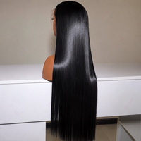 Peluca de Cabello Humano de 40 Pulgadas, Peluca con Frente de Encaje sin Pegamento, Peluca Super Double Drawn, Peluca de Cabello Virgen Brasileño, Peluca con Frente de Encaje de Cabello Humano