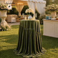 Nappes de cocktail rondes ANNIELU en velours hollandais vert olive à volants, nappes personnalisées pour événements, mariages et décorations de fêtes