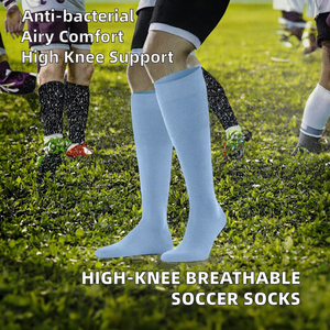 Professional Crew High Knee Spandex <b>Polyester</b> Cotton Casual <b>Socks</b> Breathable Anti Bacterial Autumn Style Solid Knitted Cuff - Product Image 2