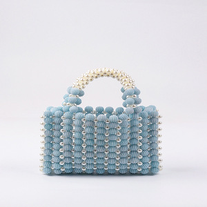 2025 Light <strong>Purple</strong> Handmade Beaded <strong>Clutch</strong>, Handwoven Pearl Top Handle Bag, Vintage Luxury Evening Purse for Women - Product Image 6