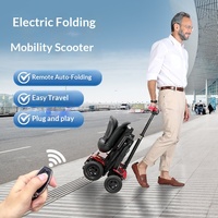 Scooter électrique pliable automatique léger à batterie au lithium, déambulateur à quatre roues détachable pour personnes âgées