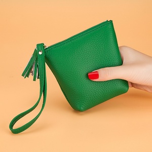 Boshiho Customized Genuine Lychee Pattern Leather Coin Pouch Slim Leather Coin Wallet <b>Small</b> Card Holder - Product Image 5