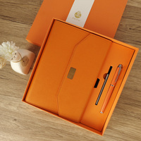 Ensemble cadeau de luxe orange avec carnet et stylo, couverture rigide personnalisable, cadeaux d'entreprise pour le bureau ou les événements professionnels