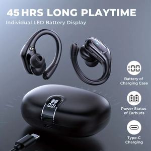 Neckband Headphones TWS In-Ear BT5.3 Earphones Sports IPX5 45H Long Battery Deep Bass HiFi Gaming Low Latency Type-C LED Display - Product Image 2