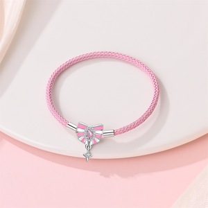 <span class=keywords><strong>Pulsera</strong></span> <span class=keywords><strong>de</strong></span> <span class=keywords><strong>cuero</strong></span> azul con dije <span class=keywords><strong>de</strong></span> trébol <span class=keywords><strong>de</strong></span> la suerte DIY, <span class=keywords><strong>pulsera</strong></span> <span class=keywords><strong>de</strong></span> plata S925, ¡superventas! - Product Image 4