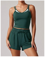 Ensemble de yoga fitness 2 pièces pour femme avec logo personnalisé, débardeur de sport et short taille haute, tenue de sport pour la course à pied