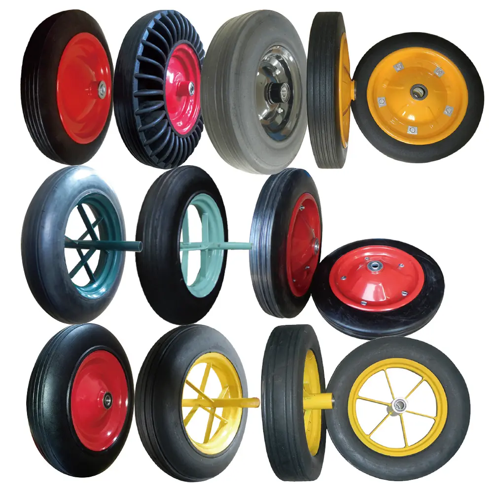 Solid Rubber Puncture Proof Tire Wheels for Wheel Barrow Wheelbarrow with 2.50-8 3.00-8 4.00-8 13 14 16 inch
