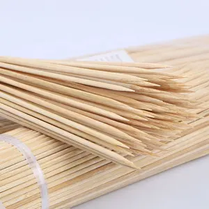 4mm Diameter Bamboo Bbq Disposable Wooden Sticks With Knots For Kebab Satay Skewer