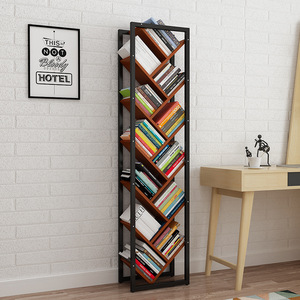 <strong>Simple</strong> Multi-layer Steel and <strong>Wood</strong> Bookshelf Creative Tree Floor <strong>Shelf</strong> for Living Room Bedroom - Product Image 4