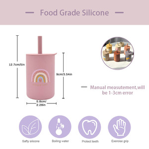 แก้วซิลิโคนสำหรับเด็ก ออร์แกนิค ปลอดสาร BPA เกรดอาหาร ป้องกันการรั่วซึม สำหรับเด็กทารก MOQ ต่ำ - Product Image 5