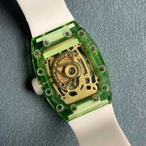 High-quality RM 0702 style Crystal Case Automatic Ladies Watch Diamond-<b>studded</b> Mechanical Watch With White Rubber Strap - Product Image 5