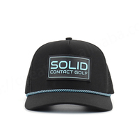 Golfpet met custom logo, dobby dot oxford rubber patch, waterdicht, ademend polyester nylon, gebogen klep, verstelbare sportcap
