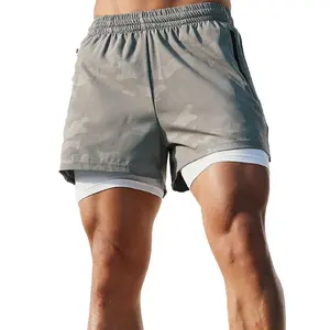 2合1压缩内衣短裤可用升华印花图案口袋定制设计男士网球短裤