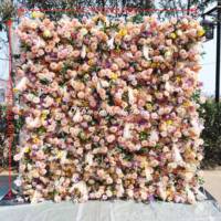 Mur de fleurs artificielles pour mariage, 8 pieds x 8 pieds, toile enroulable avec roses pour décoration de remise de diplôme