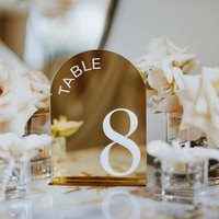 Cartes de table et de plateau personnalisées en acrylique doré miroir givré haute transparence pour mariages et conférences, autres formes