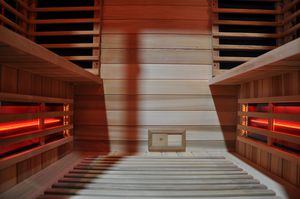 <span class=keywords><strong>Sauna</strong></span> de carbono infrarrojo de espectro completo de <span class=keywords><strong>220V</strong></span> de lujo, capacidad para 4 personas, cicuta de cedro rojo, madera para dormitorio, apartamento, baño, V - Product Image 5