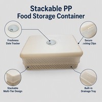 Stapelbare voedselbewaarbox met datumtracker deksel, meerlaags plastic opbergdoos voor dumplings, groenten, fruit, koelkast, vriezer, injectie.