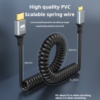 4K @ 60Hz Mini pour câble à ressort enroulé HDMI pour HDMI mâle à 90 degrés pour appareil photo/tablette/TV HD/moniteur/kit UNC électronique grand public