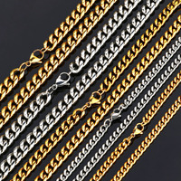 Collar de Cadena Cubana de Acero Inoxidable para Hombre, Color Dorado, Alto Brillo, Joyería Hip Hop, Collar Masculino, Accesorios de Moda, Regalo