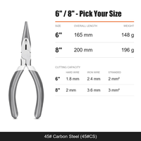 Pince à bec effilé industrielle 165 mm à mâchoires coniques fines, outil de pliage et de torsion de fil, poignée grise pour cartes de circuits et travaux de modélisme