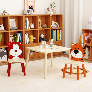 In legno massello FCJ bambini tavolo da studio Set con 2 sedie per la scuola materna a casa bagno o parco