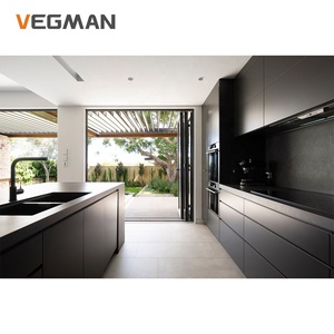 خزائن مطبخ فاخرة سوداء غير لامع باب رفع ذكي كامل خزائن مخصصة للمنزل مع جزيرة مطبخ - Product Image 3