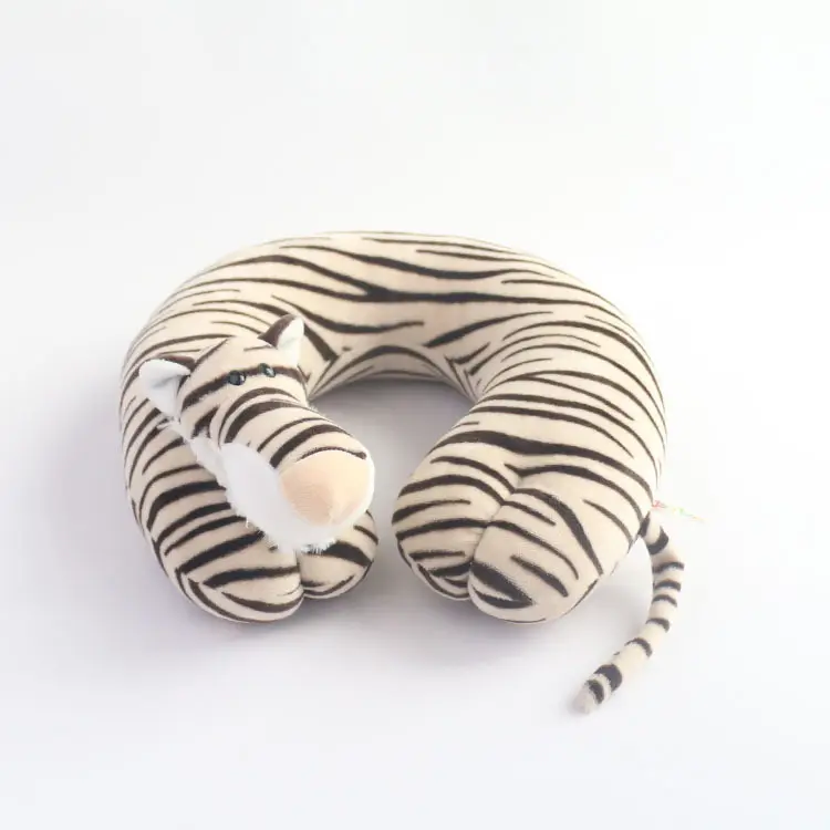 ZD190 Wholesale Soft Animal Stuffed Plush Toys Comfortable Travel Neck Pillow Children Gift Cute Tiger U Shaped Pillows
