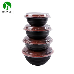 Black <strong>Red</strong> Disposable Plastic PP <strong>Microwavable</strong> Poke Soup Bowl With Lid - Product Image 5