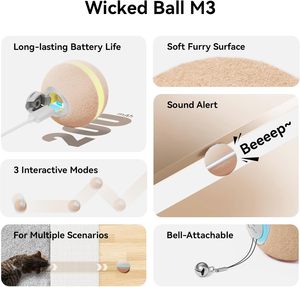 치어블 위키드 볼 M3 에코 친화적 대화형 조명 펫 장난감 스마트 실내 고양이 우울증 방지 장난감 (새끼 고양이용) - Product Image 2