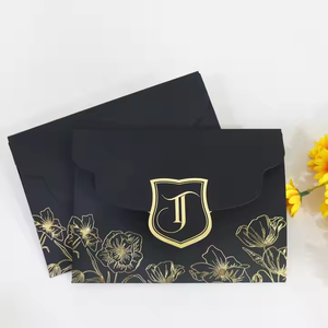 Sobre de invitación de boda de terciopelo negro personalizado 5x7 Triple bolsillo regalo para ocasiones especiales - Product Image 2