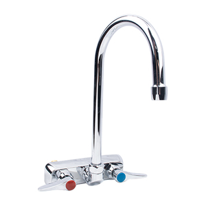 Robinet de cuisine mural chaud/froid 2 po avec col de cygne pivotant, corps en laiton, double poignée, finition chromée, cartouche céramique, pour hôtels - Product Image 1