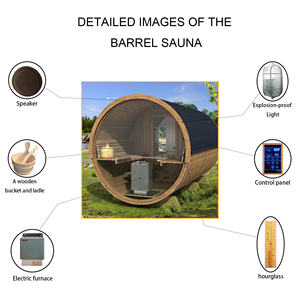 ヴィラ・裏庭向け スマート アウトドア バレルサウナ 6人用 デジタルコントロール & 赤外線ヒーティング搭載 - Product Image 2