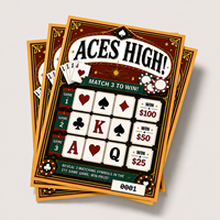 Cartes de jeu à languette à trois fenêtres avec logo personnalisé, conception de données variables, écologiques, couleur originale, à déchirer